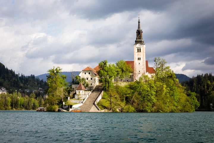 The tiny island on Lake Bled in Slovenia.  Photo @Debi Lander