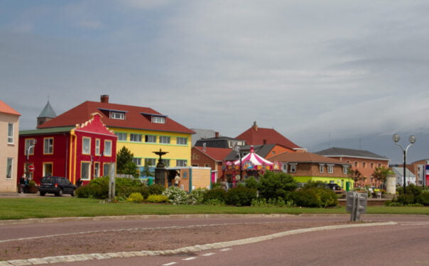 Saint-Pierre's colorful houses.