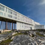 Fogo Island Inn Review The futuristic looking Fogo Island Inn.
