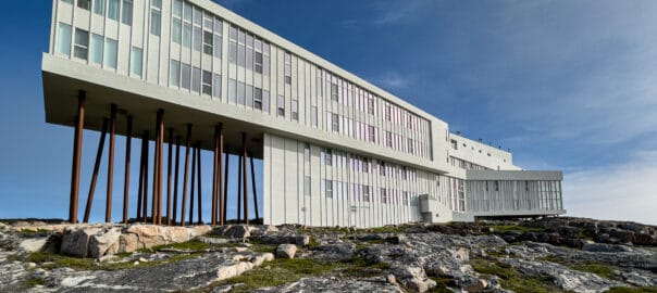 The futuristic looking Fogo Island Inn.
