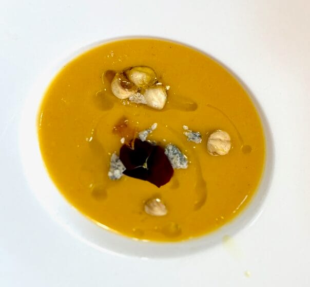 Thick and creamy butternut soup.