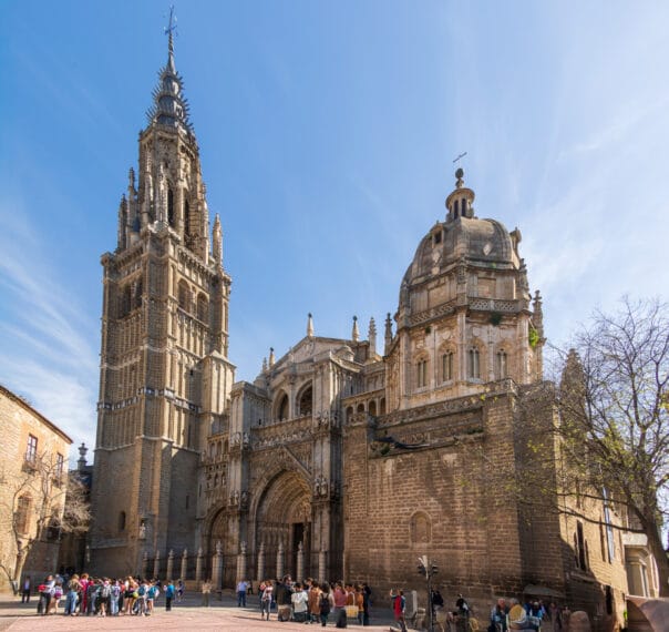 The plaza in front of the Toledo is typically full of tourists.